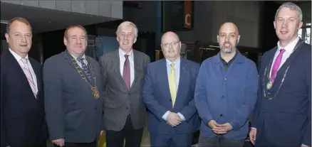  ??  ?? Tom Enright (CE, Wexford County Council), Cllr Keith Doyle (chairman, Wexford County Council), John Flahavan (Flahavans Foods), Colm Blake ( Zurich), Paul Mallon (Paddy Powers) and Niall Reck (president, Wexford Chamber).