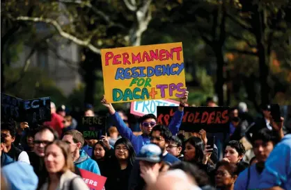  ?? Photograph: Johannes Eisele/AFP via Getty Images ?? People take part in a march for Daca, starting in New York City and heading to the supreme court.