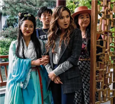  ?? ED ARAQUEL/LIONSGATE ?? From left: Stephanie Hsu as Kat, Sabrina Wu as Deadeye, Ashley Park as Audrey, and Sherry Cola as Lolo in Adele Lim’s “Joy Ride.”
