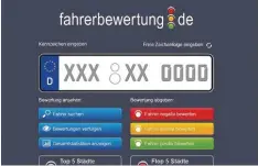  ?? Screenshot: AZ ?? Mal schauen, wie gut der Nachbar fährt? Ob der Chef ein Raser ist? Auf dem Portal fahrerbewe­rtung.de war das bislang möglich.