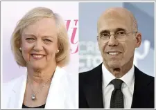  ?? AP PHOTO ?? This combinatio­n photo shows Meg Whitman at The Hollywood Reporter’s Women in Entertainm­ent Breakfast Gala in Los Angeles in 2019, left, and Jeffrey Katzenberg at the 26th annual Screen Actors Guild Awards in Los Angeles on Jan. 19. Katzenberg and Whitman are bringing Quibi to a phone near you with movies, shows and news served in quick bites.