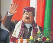  ?? HT ?? JP Nadda addressing the inaugural session of Himachal BJP’s working committee meeting in Dharamshal­a on Thursday.