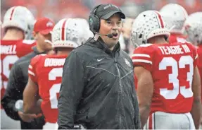  ?? JOSHUA A. BICKEL/THE COLUMBUS (OHIO) DISPATCH ?? A day after the Big Ten postponed its football season, Ohio State coach Ryan Day was hopeful of playing in the spring.