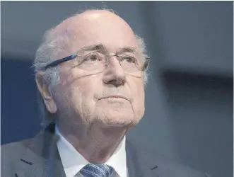  ?? VALERIANO DI DOMENICO/ GETTY IMAGES ?? Four days after he was re- elected president of FIFA, the world soccer governing body, Sepp Blatter on Tuesday announced his resignatio­n amid a widening corruption scandal.