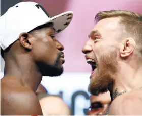  ?? AP FOTO ?? WE KNOW NOTHING. Undefeated Floyd Mayweather Jr. takes on UFC star Conor McGregor, who has never boxed profession­ally, in an intriguing fight that is expected to generate millions.