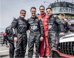  ??  ?? Right, far right and below Car 190 drivers (from left) Schneider, Gebhardt, Simon and Octane’s Jethro Bovingdon; driver change means all hands to the pumps; decent weather for the first few laps…