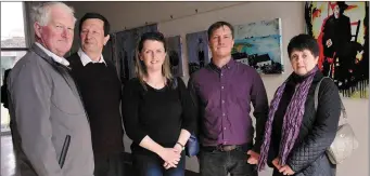  ??  ?? LEFT: Andrew Jacob from Cape Cod, who is the great, great grandson of the last Rí of An Bhlascaod Mhór with his cousins, Susan Ní Chearnaigh and Marian Uí Chearnaigh, who he met at the launch of his ‘Island Ethos’ exhibition in Ionad an Bhlascaod on...