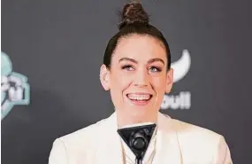  ?? Jessie Alcheh/Associated Press ?? Liberty forward Breanna Stewart smiles during a news conference Thursday in New York.