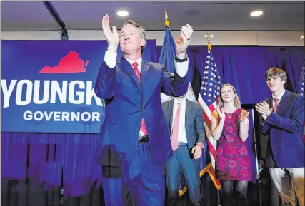  ?? Andrew Harnik The Associated Press ?? Republican Glenn Youngkin following his victory last week in the Virginia gubernator­ial election.