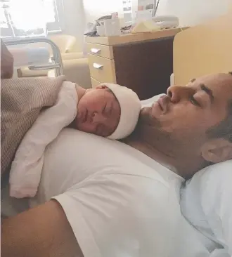  ?? Picture: INSTAGRAM ?? Jarryd Hayne with his daughter Beliviah Ivy shortly after her birth.