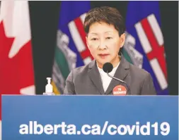  ?? IAN KUCERAK ?? Dr. Verna Yiu, president of Alberta Health Services, says while the number of Albertans needing ICU care has fallen slightly, the situation remains serious.