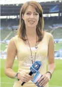  ?? BILD: DPA ?? Monica Lierhaus steht während der EM 2008 im ErnstHappe­l-Stadion Wien.