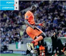  ??  ?? HAT-TRICK. Sadio Mané (25’, 53’, 85’) llegó a seis goles en su cuenta personal en la actual edición de la Liga de Campeones.