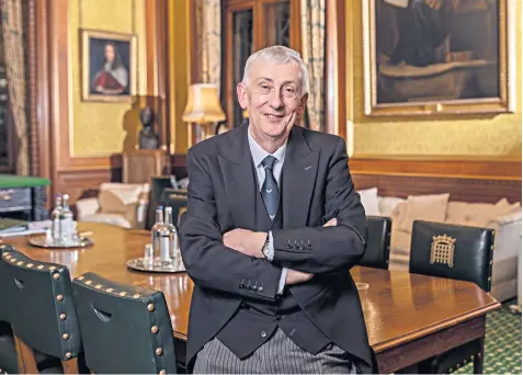  ??  ?? Sir Lindsay Hoyle, pictured in the Speaker’s Study, wants a “new beginning” in the Commons after years of rancour brought on by clashes over Brexit