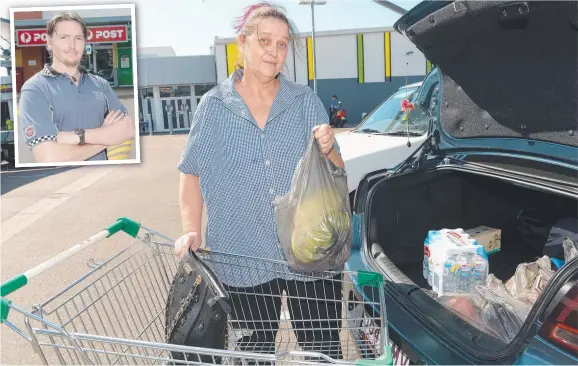  ?? BE WARY: Kim Aldridge, of Heatley, pays particular attention to her bag as she unpacks groceries at Vincent Village and ( inset) John Cummins keeps a close eye on loitering youths at Parkside Gardens. Pictures: SCOTT RADFORD- CHISHOLM ??