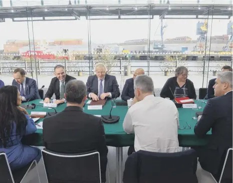  ??  ?? Boris Johnson chairs the Cabinet meeting at Sunderland’s National Glass Centre on the banks of the River Wear.