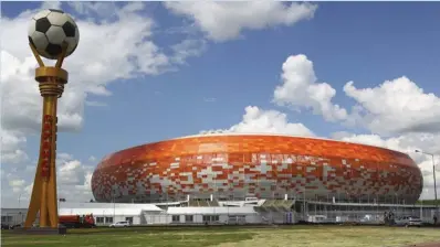  ??  ?? In this photo taken on Wednesday, May 16, 2018, the new World Cup stadium Mordovia Arena in Saransk, Russia. Several of Russia’s 12 World Cup stadiums look set to be largely empty after the tournament. It’s a problem for Russia, which is spending...