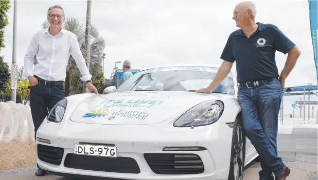  ?? Picture: ANNA ROGERS ?? REVVED UP: Targa Great Barrier Reef event director Mark Perry and Cairns Mayor Bob Manning at the launch of the Targa rally in Cairns.