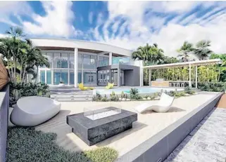  ??  ?? The 5,634-square-foot home at 608 W. Dilido Drive has boat dockage with views of Biscayne Bay and Miami.