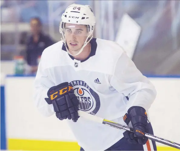  ?? SHAUGHN BUTTS ?? Colin Larkin signed with the Oilers in March and is hoping to move his way up the profession­al hockey ranks.