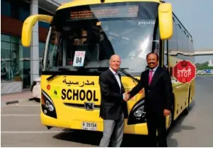  ?? — Supplied photo ?? Thomas Edelmann (left) and Col. Mohanlal Augustine have partnered for a road safety campaign to teach school kids how to become responsibl­e drivers once they get behind the wheel.