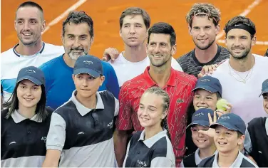  ?? Picture: MARKO DJURICA/REUTERS ?? BAD IDEA: Serbia’s Viktor Troicki, Nenad Zimonjic, Dusan Lajovic, Novak Djokovic, Austria’s Dominic Thiem and Bulgaria’s Grigor Dimitrov during the ill-fated Adria Tour, at the Novak Tennis Centre in Belgrade, Serbia, on June 12. Djokovic, Dimitrov, Borna Coric and Troicki later all tested positive for Covid-19 after taking part in the tournament, where players embraced across the net, played basketball and even danced in a nightclub