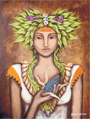  ??  ?? Jade Leyva’s painting, “An Ancient Tale,” will be included in The Ecozoic Era exhibition at the state Capitol.