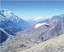  ??  ?? Need for speed . . . Wanaka speed flyer Mal Haskins practises launching on Dingboche Ri, Nepal.