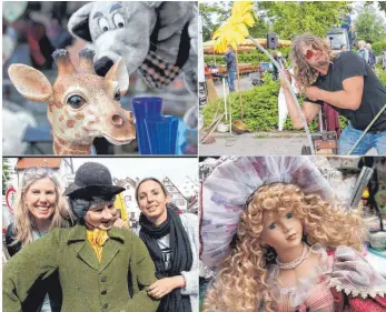  ?? FOTOS: MARION BUCK ?? Der Riedlinger Flohmarkt hat einiges zu bieten: Jede Menge Trödel und fröhliche Menschen.