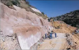  ??  ?? SAFETY: Protective shotcrete covers the wall of the award-winning stretch of what will be the Dumisani Makhaye Freeway.