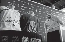  ?? JOHN LOCHER/AP PHOTO ?? Washington Capitals left wing Alex Ovechkin meets with members of the media on Sunday at Las Vegas.