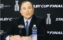  ?? GENE J. PUSKAR/THE ASSOCIATED PRESS ?? NHL commission­er Gary Bettman downplays the potential effect of legalized betting on profession­al sports.