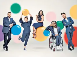  ?? ?? Hosts Jason Manford, Mel Giedroyc, Alex Scott, Ade Adepitan and Chris Ramsey