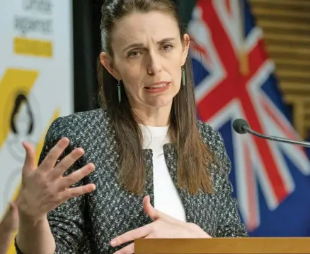  ?? ?? New Zealand Prime Minister Jacinda Ardern during the post-Cabinet press conference at Parliament on October 4, 2021 in Wellington, New Zealand.