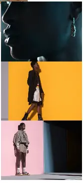  ??  ?? A series of stills from the Dior Men spring/summer 2021 digital presentati­on, filmed in both Kim Jones’s hometown of London and Amoako Boafo’s studio in Ghana. TURTLENECK SWEATER ($3,000), SHIRT ($1,450), TROUSERS ($950), CUMMERBUND ($790), AND SOCKS BY DIOR MEN.
