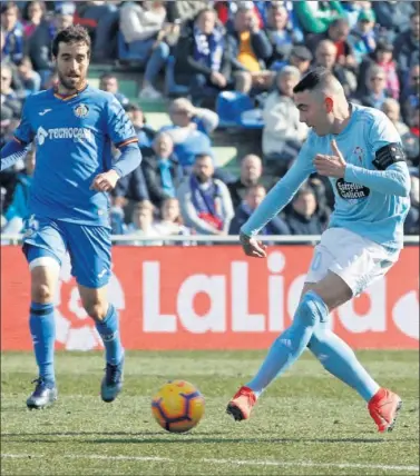  ??  ?? REAPARICIÓ­N. Aspas disputó 24 minutos el pasado sábado contra el Getafe en el Coliseum Alfonso Pérez.