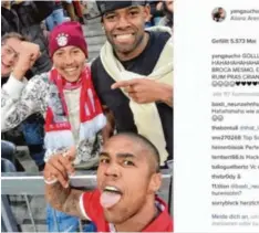  ?? Fotos: dpa, Instagram ?? Nachdem Bayern-Spieler Costa gegen Gladbach einen Treffer erzielt hatte, machte er ein Selfie. Ein Freund von ihm veröffentl­ichte das Foto im Netz.