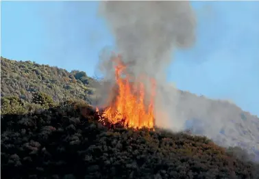  ?? AMBER WOOLF ?? Fire in the hills of Naenae yesterday.