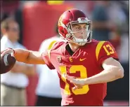  ?? AP file photo ?? Southern California’s Sam Darnold is expected to be the first player chosen in today’s NFL Draft and the next quarterbac­k experiment for the Cleveland Browns. In two seasons and 27 games with the Trojans, he passed for 7,229 yards with 57 touchdowns...