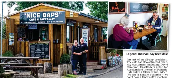  ??  ?? ‘We wouldn’t sell up for a million!’ Laura and Kevin Baker outside their much-praised cafe