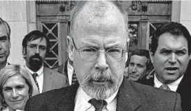  ?? BOB CHILD/AP 2006 ?? John Durham speaks to reporters at the U.S. District Court in New Haven, Conn. As Connecticu­t’s U.S. attorney, he is leading the investigat­ion into the origins of the Russia probe.