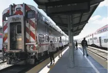  ?? Paul Kuroda / Special to The Chronicle ?? With ridership down during the pandemic closures, Caltrain is losing $9 million a month and may have to shut down.