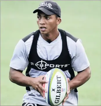  ?? PICTURE: BACKPAGEPI­X ?? CAPABLE AT FLYHALF: Garth April, who came on for Pat Lambie last week, retains his place in the Sharks line-up to face the Sunwolves in Singapore this afternoon.
