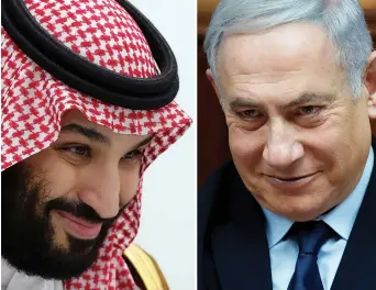  ?? (Sputnik/Mikhail Klimenty/Reuters and Ronen Zvulun/Reuters) ?? A COMPOSITE of Saudi Arabia’s Crown Prince Mohammed Bin Salman and Prime Minister Benjamin Netanyahu. Talks of an alliance between Israel and Saudi Arabia came at a time of increased contact between Israel and Arab states, with varying levels of concerns about Iran.