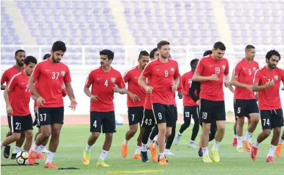  ?? Supplied photo ?? Al Ain players during practice on Thursday ahead of their AGL clash against Al Nasr on Saturday. —