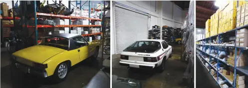  ??  ?? We love having a poke around at Porsche specialist­s around the world. Treasures abound at Sierra Madre – a 914 lurking here, a Martini liveried 924 there and, of course, racks and racks of the ‘stuff’ Porsche owners want and need