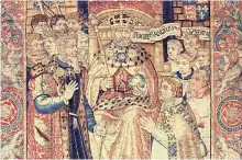  ??  ?? Talented propagandi­st: Henry VIII, pictured in the Lord Russell tapestry, shortly after he had approved the first Englishlan­guage translatio­n of the Bible