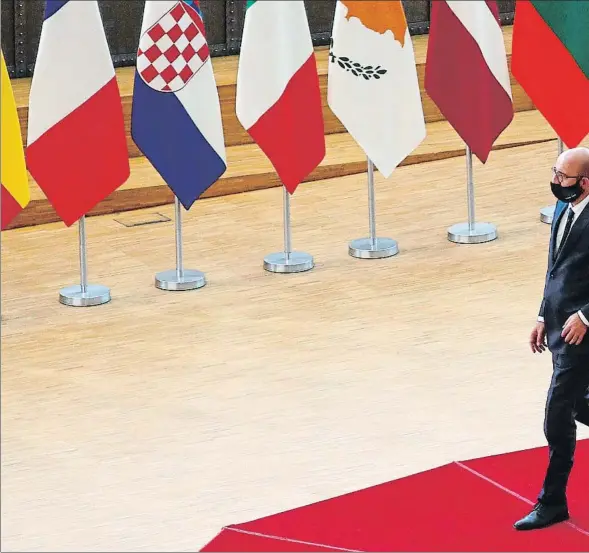  ??  ?? Charles Michel, presidente del Consejo Europeo, a su llegada a la reunión de ayer