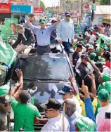  ?? F.E. ?? Leonel Fernández encabeza marcha caravana en el municipio de Guerra.