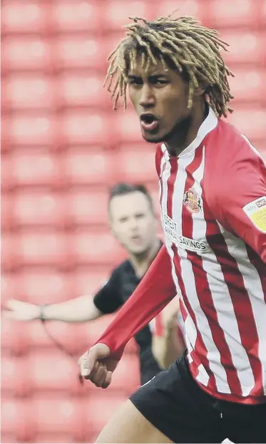  ??  ?? Dion Sanderson celebrates his first goal for Sunderland.